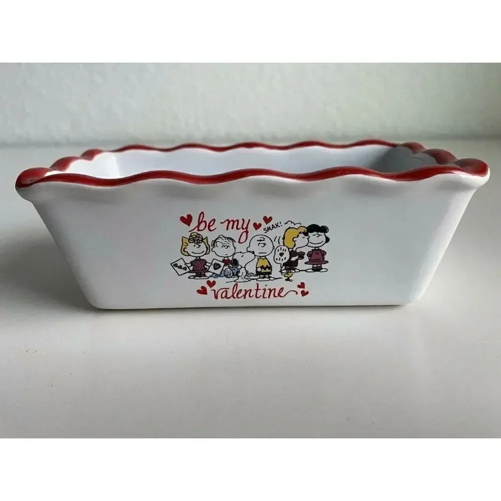 Peanuts Snoopy & Friends Valentine’s Mini Loaf‎ Bread Baking Pan Dish Canister